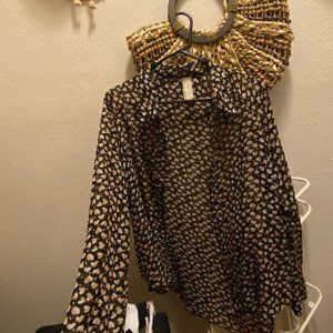 long sleeve black nude tan hearts sheer top